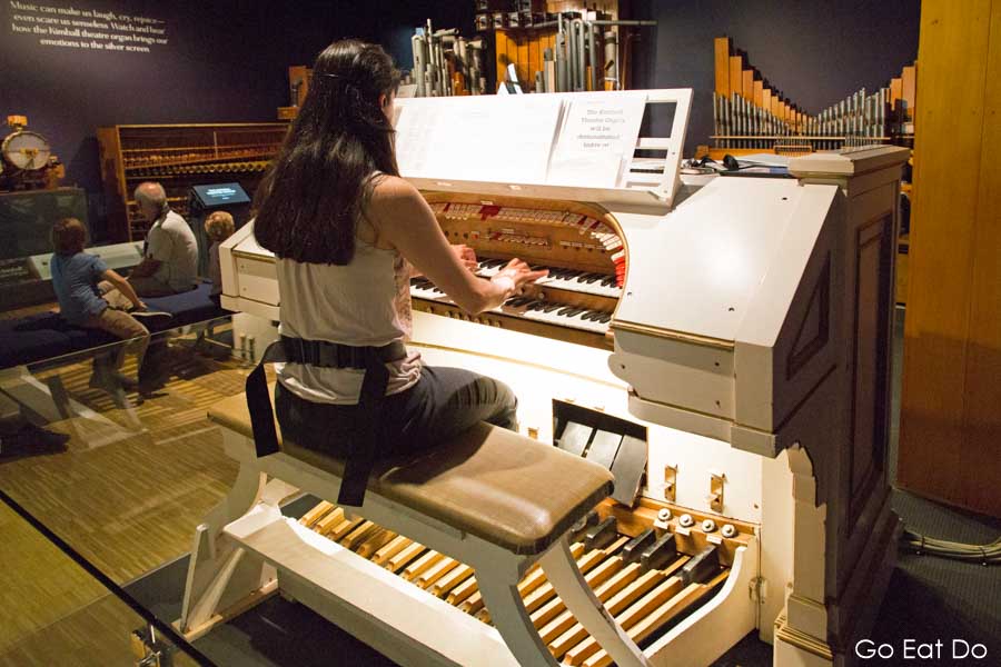 Kimball organ being played at Studio Bell, the National Music Centre at Calgary in Alberta, Canada