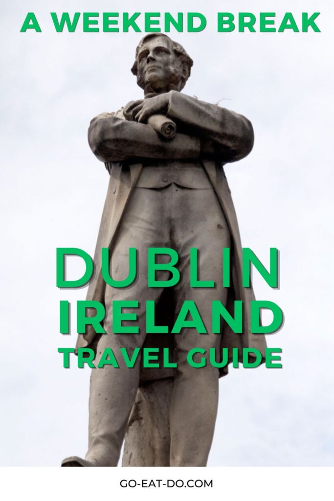Pinterest pin with a photo of William Smith O'Brien to illustrate Go Eat Do's travel guide suggesting top places to visit during a weekend break in Dublin, Ireland.