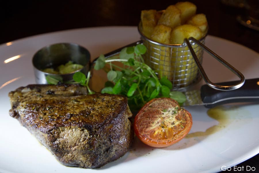 Fillet steak from from a British-raised Hereford cattle served at The Rib Room restaurant at Ramside Hall in Durham, England