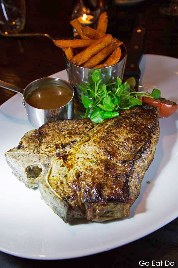 T-bone steak served at The Rib Room steakhouse in Durham's Ramside Hall Hotel.