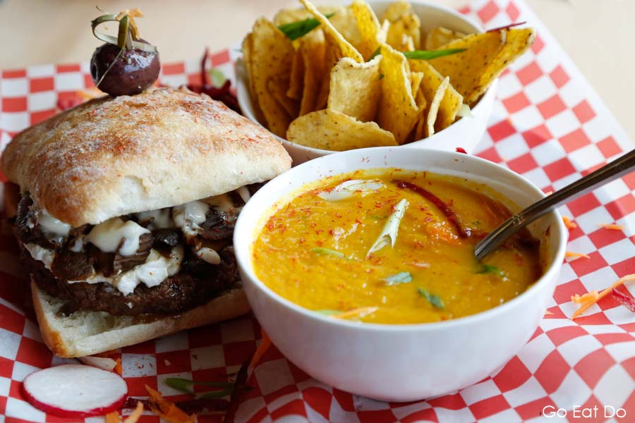 Edmonton has no shortage of options for good food. A burger and a bowl of soup.