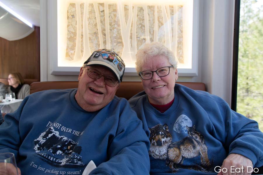 Darrel and Linda, an American couple enjoying a trip on the Rocky Mountaineer.