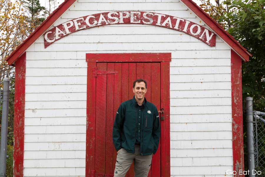 Éric Leblanc, a ranger with Parks Canada, by the Cape Gaspe Station at Forillon National Park in Quebec, Canada