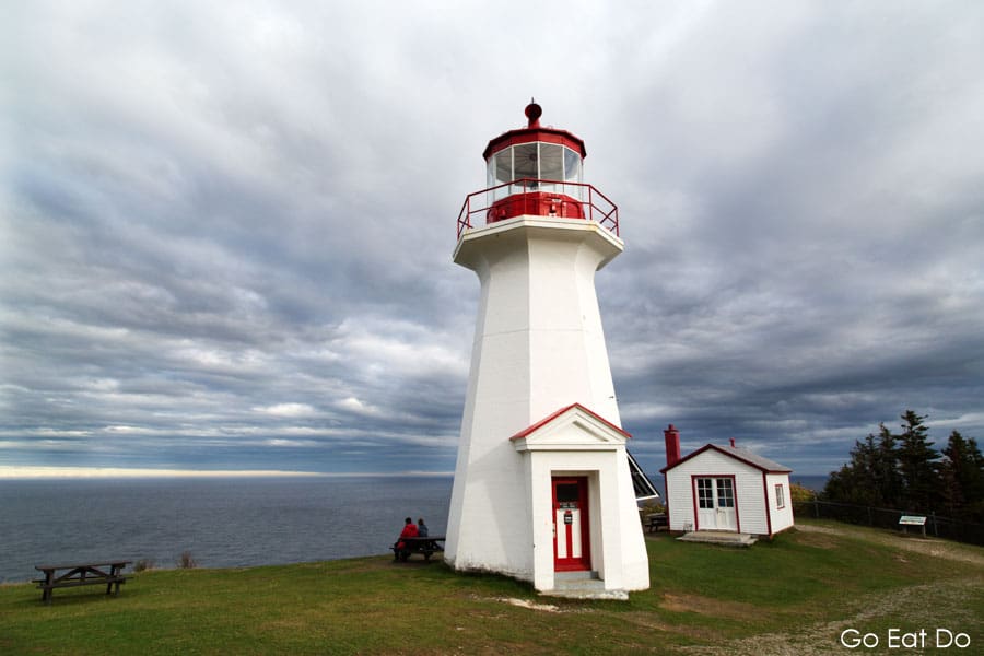 Overcast skies above Cape Gaspe Station lighthouse in Forillon National Park, Canada