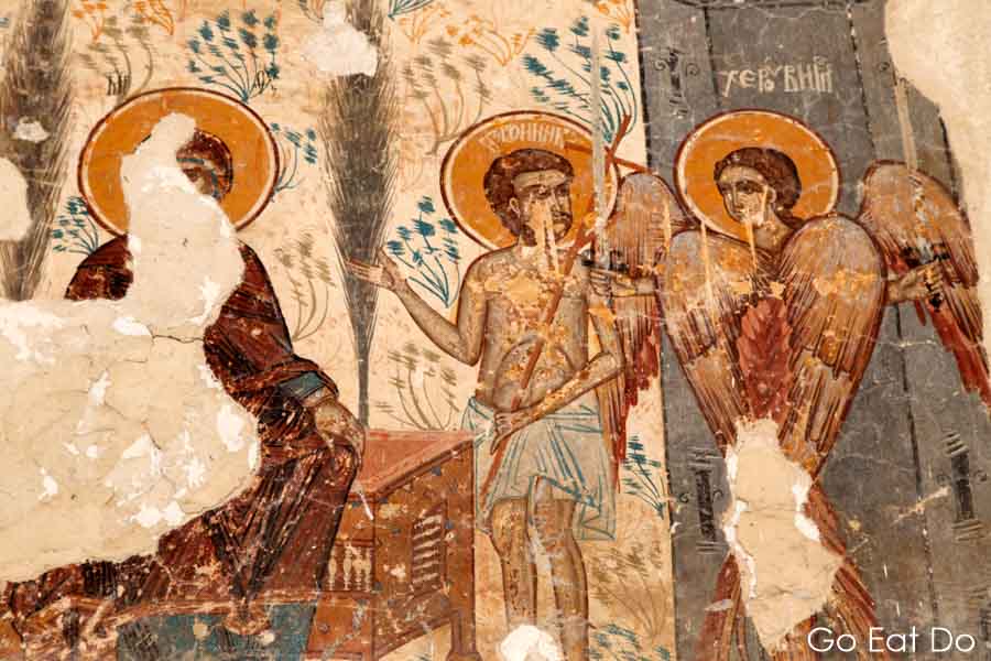 Angels on an Orthodox Fresco at the Krušedol Monastery at Fruška Gora in Serbia