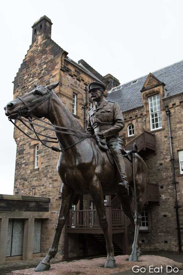 Equine statue of Field Marshal Douglas Haig outside of Scotland's National War Museum in Edinburgh Castle