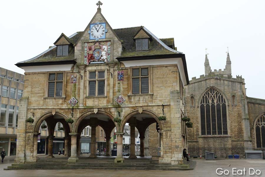 Guildhall, the building sometimes called the Butter Cross, in Peterborough, England