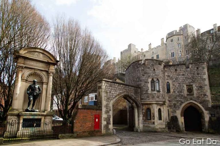Statue of Christian Victor beneath Windsor Castle in Windsor, England