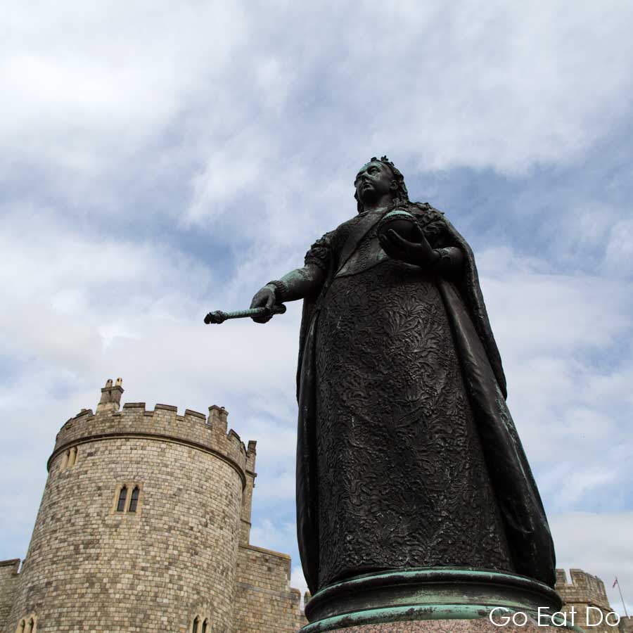 Statue of Queen Victoria outside of Windsor Castle in Windsor, England