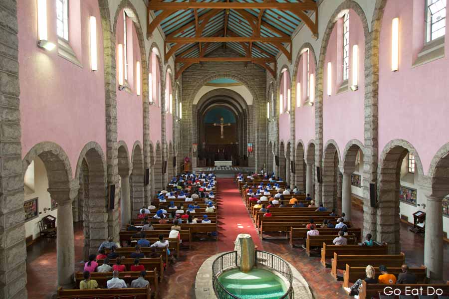 People attending a church service at the Cathedral of St Mary and All Saints in Harare, Zimbabwe