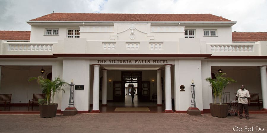 Facade of the Victoria Falls Hotel in Zimbabwe