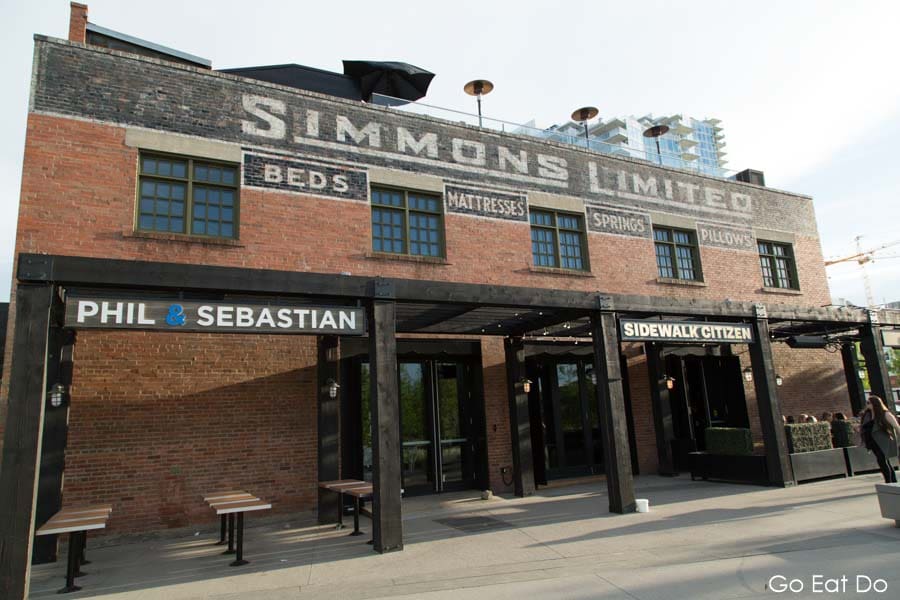 The Simmons Building, an industrial heritage building where food and drink is served in the East Village district of Calgary, Alberta, Canada