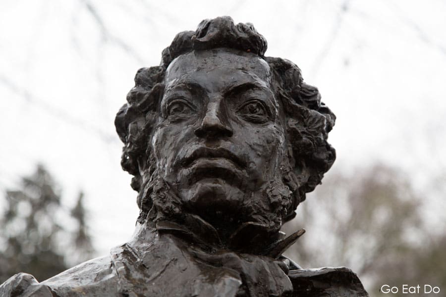 Alexander Pushkin memorial sculpted by Alexander Tartynov in Riga, Latvia