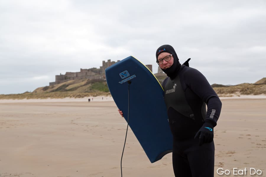 Bodyboarding at Bamburgh Beach in Northumberland during Northern Bootcamp