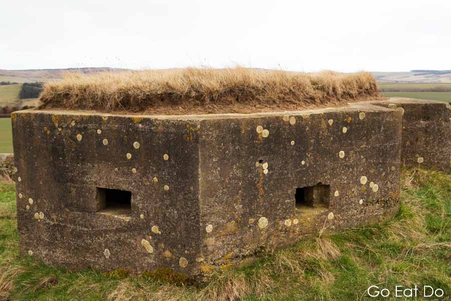 World War Two pillbox, constructed to defend Britain against German invasion, in the Cheviot Hills countryside of Northumberland, England