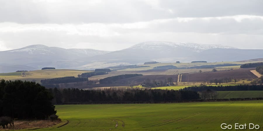 Snow caps the Cheviot Hills on a fine winter's day in Northumberland, northeast England