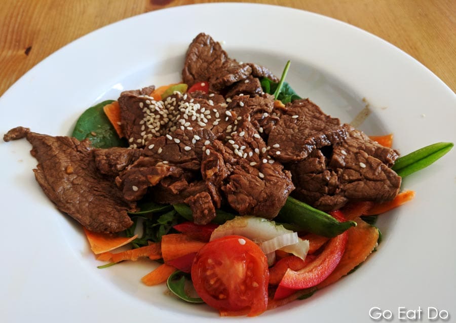Asian-style beef salad served at Northern Bootcamp, a weight loss boot camp in Northumberland, England