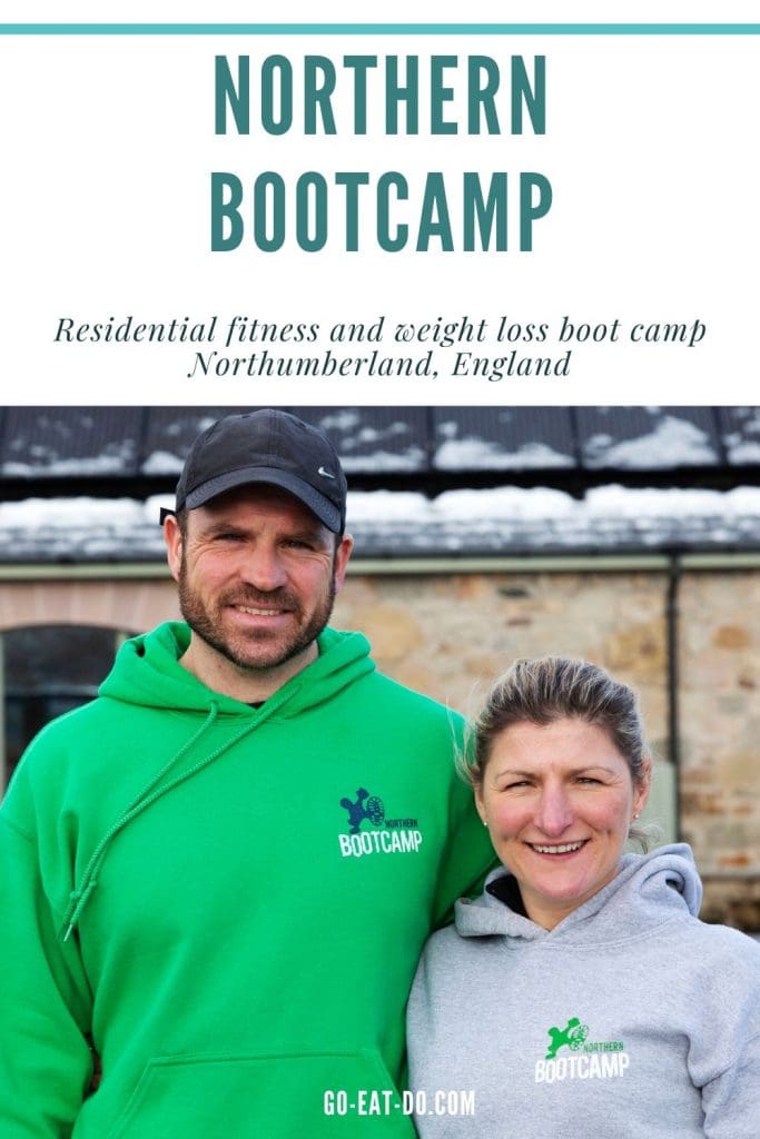 Pinterest pin for Go Eat Do's blog post about experiencing a residential fitness and weight loss boot camp with Northern Bootcamp in Northumberland, England