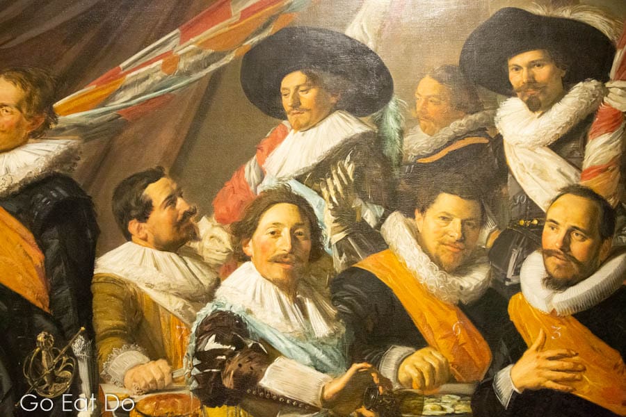 Detail from Officers of the St George Civil Guard displayed at the Frans Hals Museum in Haarlem, the Netherlands.