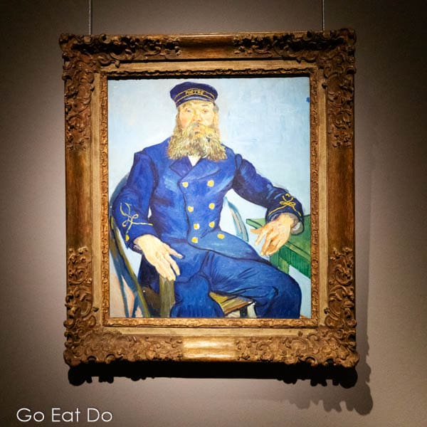 Vincent van Gogh's Postman Joseph Roulin displayed at the Frans Hals and the Moderns exhibition at the Frans Hals Museum in Haarlem, the Netherlands