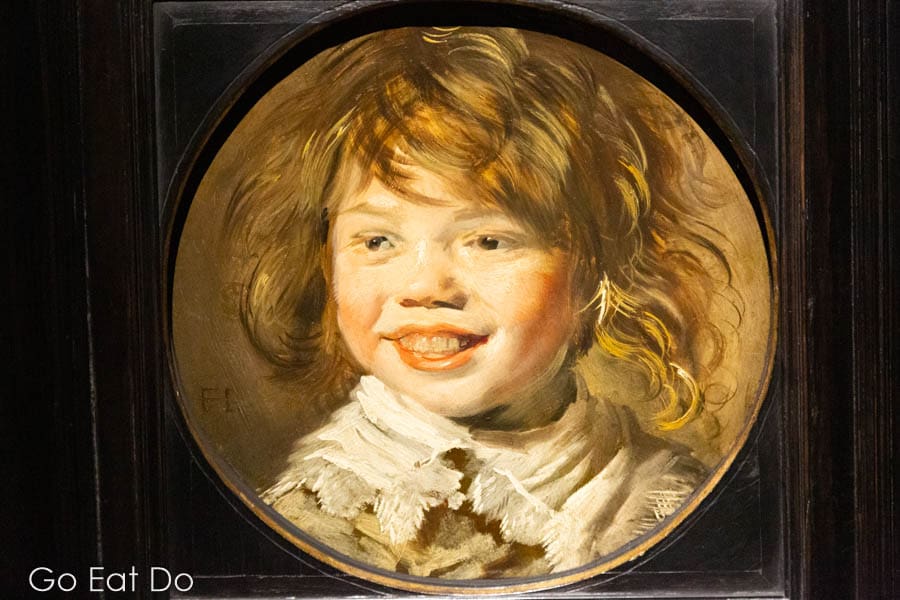 Frans Hals' The Laughing Boy displayed at the Frans Hals and the Moderns exhibition at the Frans Hals Museum in Haarlem, the Netherlands