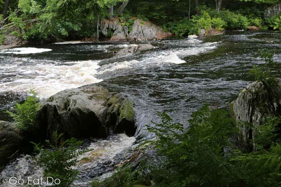 White water rapids on Mersey River in Kejimkujik National Park in Nova Scotia, Canada