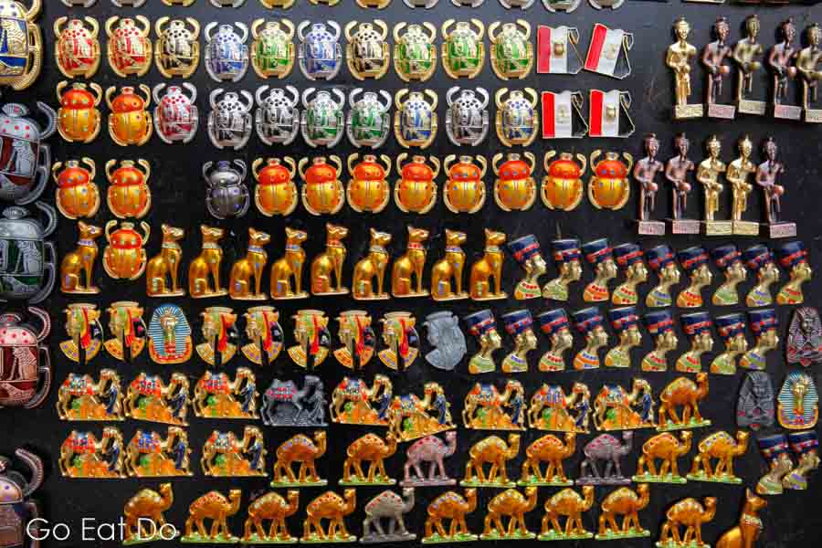 Fridge magnets in shapes reminiscent of Egypt's ancient history at the market at Sharm el Sheikh.