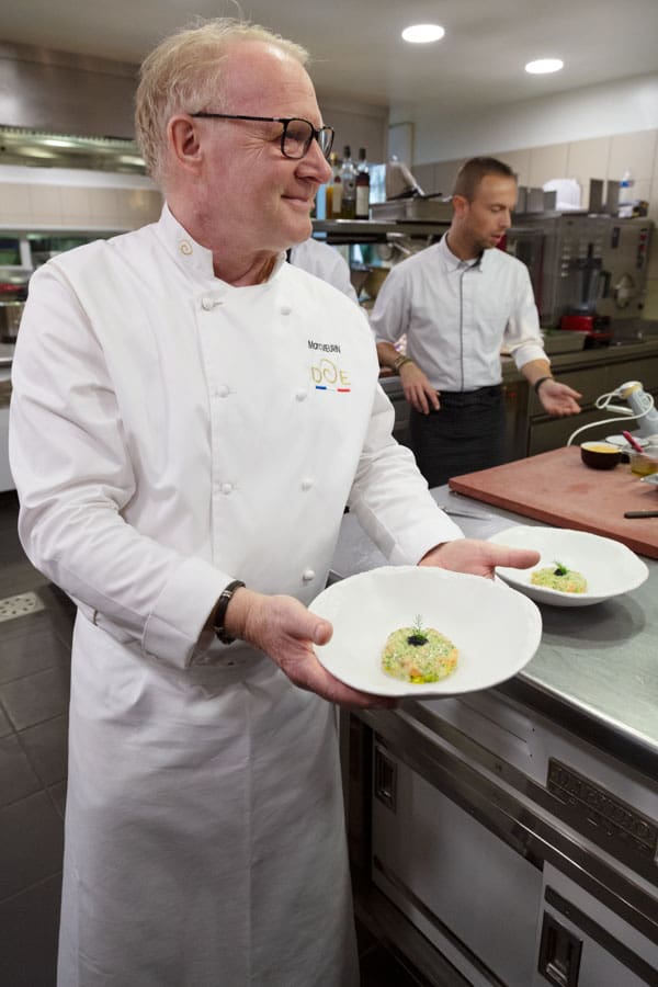 Marc Meurin and Mathieu Boutroy at work in the kitchen of Le Meurin restaurant at the Château de Beaulieu hotel in Busnes, France