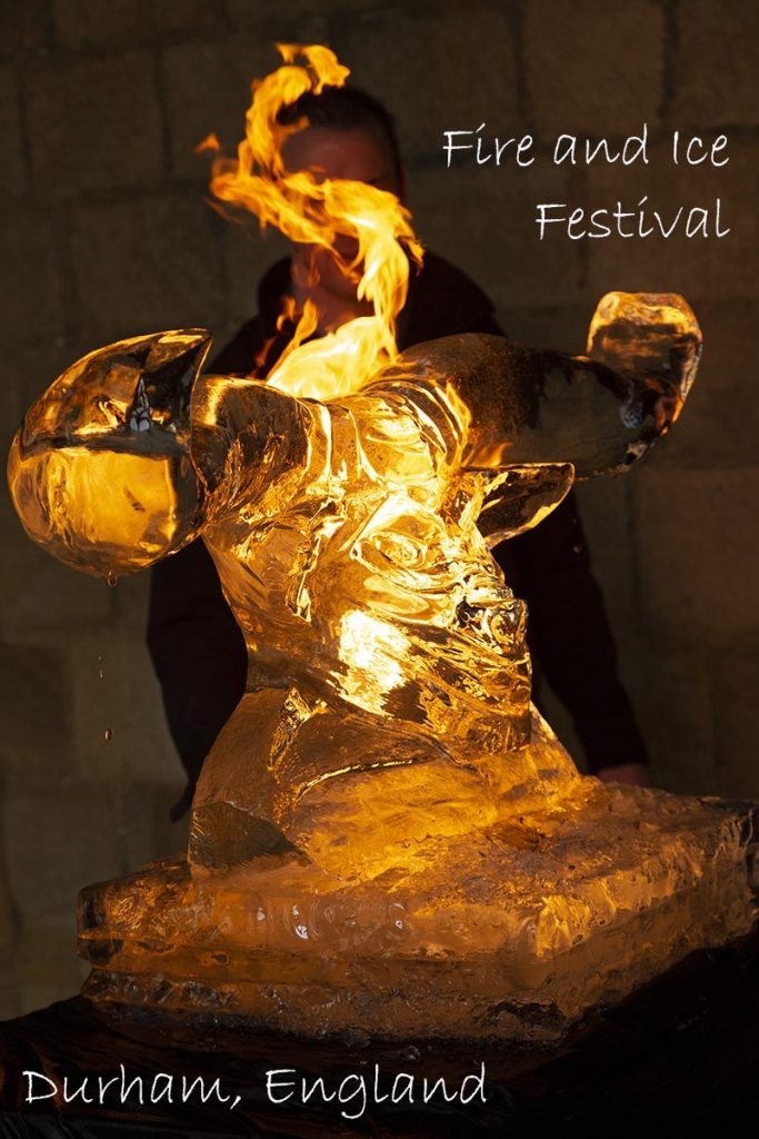 Pinterest pin for the Go Eat Do blog post about Durham Fire and Ice festival in Durham City, England