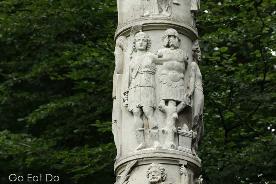 Detail from the 12.5-metre high Jupiter Column at Saalburg Roman Fort near Bad Homburg, Hesse, Germany