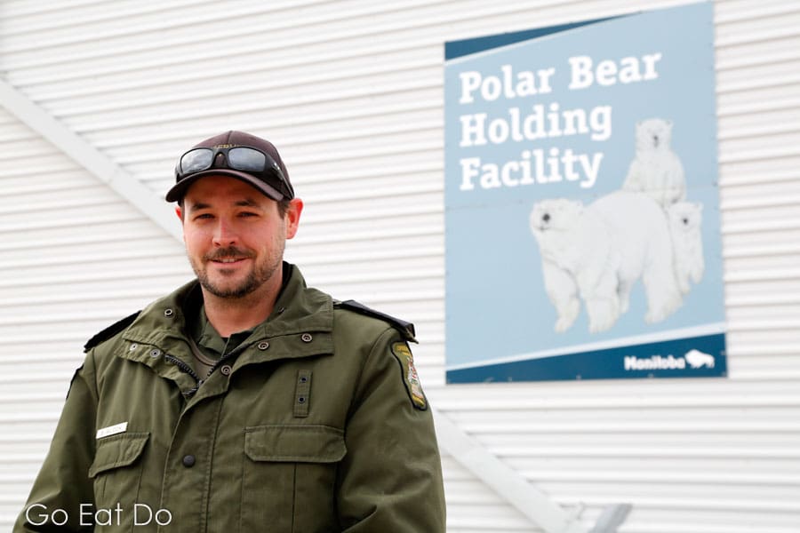 Brett Whitlock, District Supervisor Conservation Officer of the Churchill District, by the Polar Bear Holding Facility in Churchill, Manitoba.