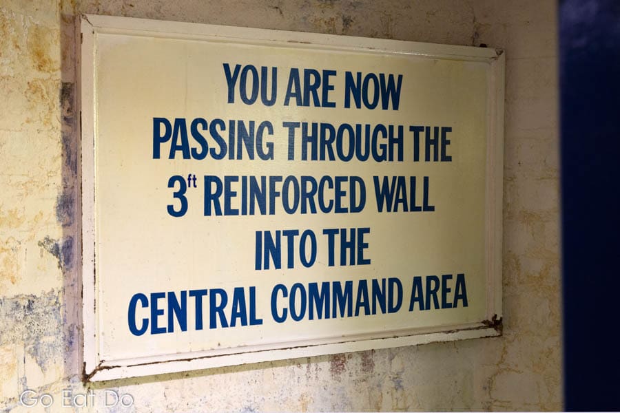 Sign for Central Command Area at Western Approaches Museum in Liverpool, England