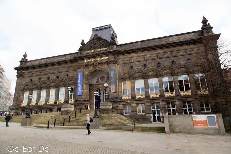 Facade of Leeds City Museum on Millennium Square in Leeds, West Yorkshire