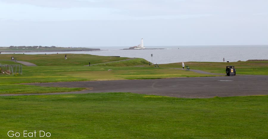 St Mary's Lighthouse and coastal parkland overlooking the North Sea at Whitley Bay
