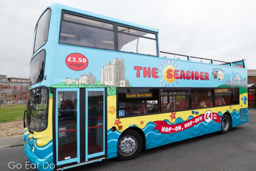 Seasider hop-on-hop-off open-topped bus in North Shields, Tyne and Wear