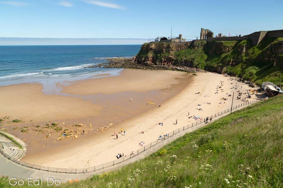 Sunny day at King Edward's Bay at Tynemouth in North East England
