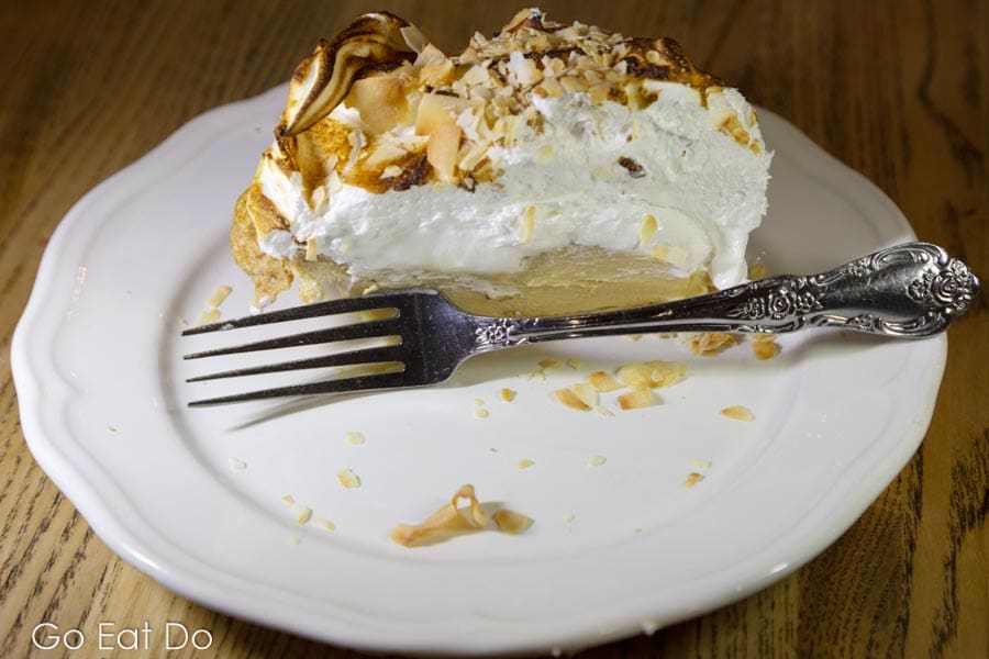 A slice of brown coconut cream pie served Miller's All Day in Charleston, South Carolina, USA