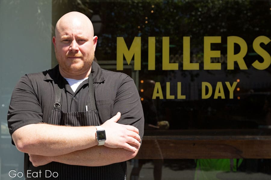 Chef Nathan Thurston outside of Millers All Day in Charleston, South Carolina, USA