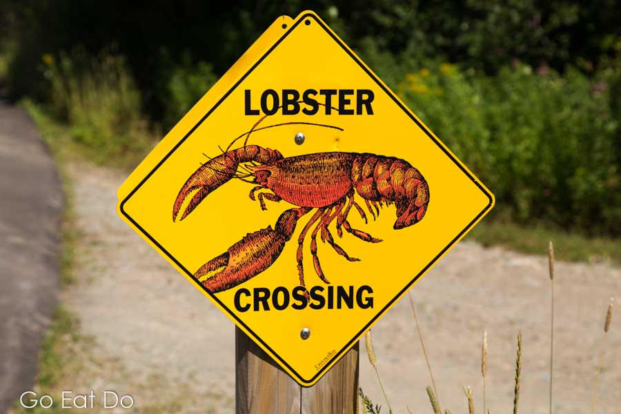 Lobster crossing sign at Alma in New Brunswick.