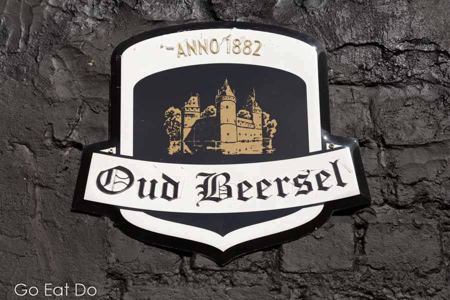 Sign for the Oud Beersel brewery at Beersel in Flanders, Belgium, where Lambic beer is brewed.