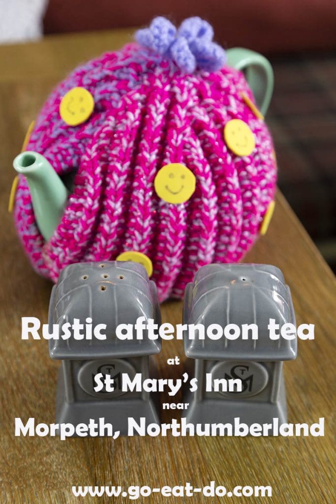Pinterest pin for the Go Eat Do blog post about rustic afternoon tea st St Mary's Inn near Morpeth, Northumberland