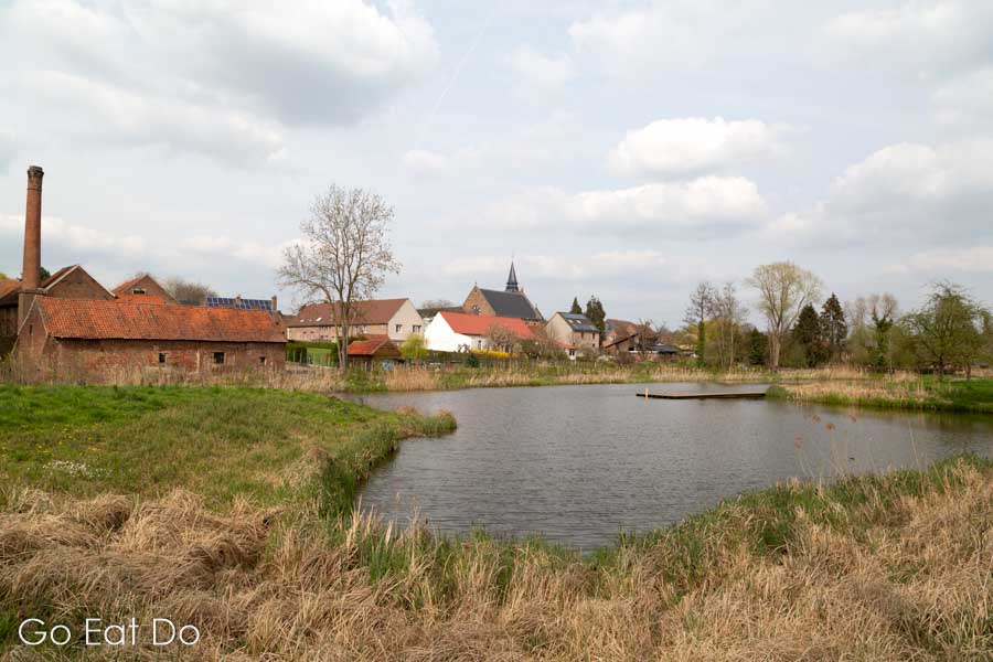 Village pond at Dilbeek in the Pajottenland district of Flanders in Belgium