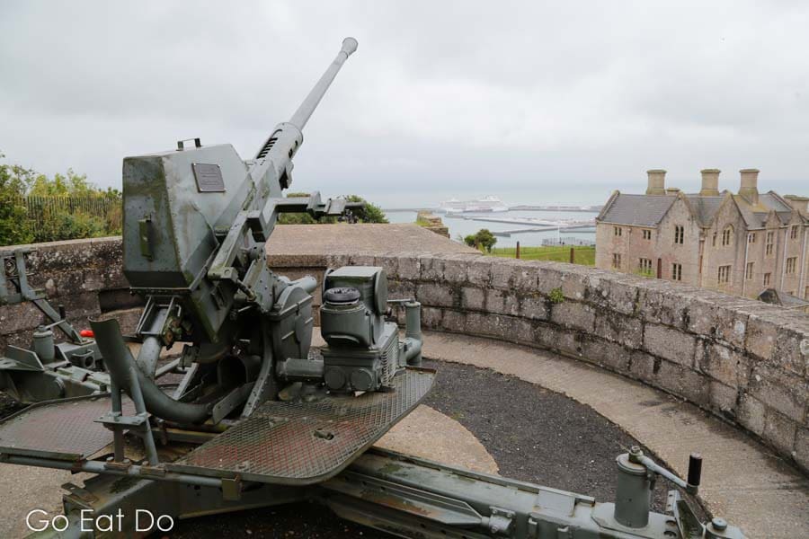 Bofors anti-aircraft gun, dating from World War Two, in Dover Castle, one of the top Dover places to visit.