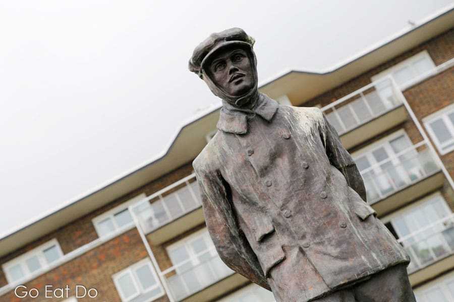 Statue of Charles Rolls, the automotive and aviation pioneer, at Marine Parade in Dover, Kent