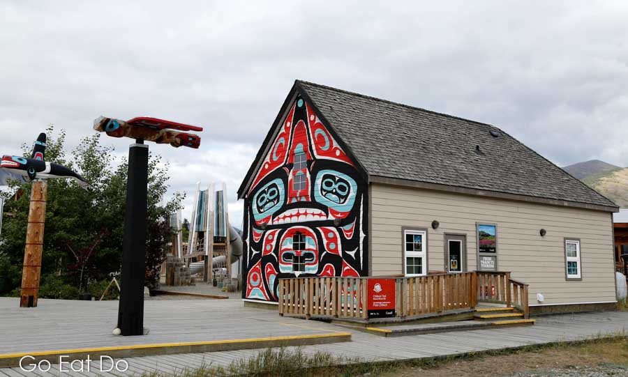 Facade of a shop decorated with First Nations' artwork in Carcross.