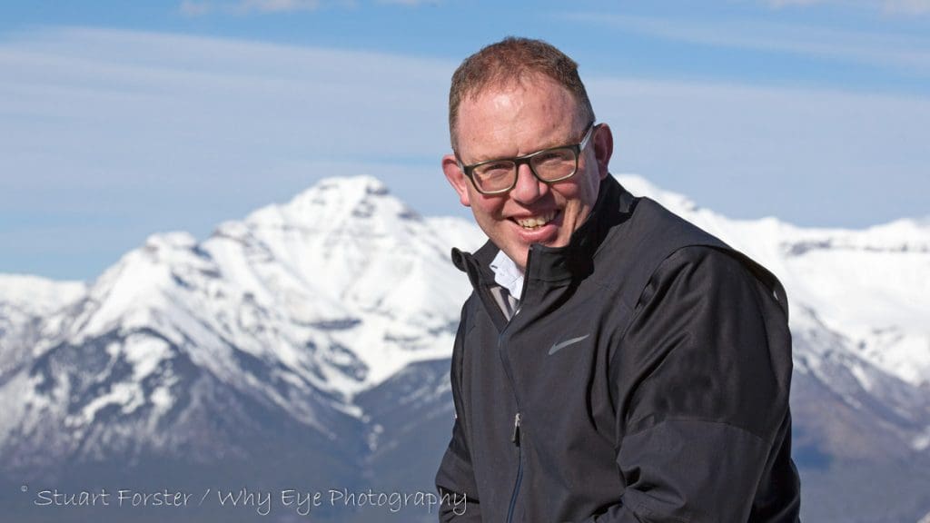 Travel writer Stuart Forster in the Canadian Rockies