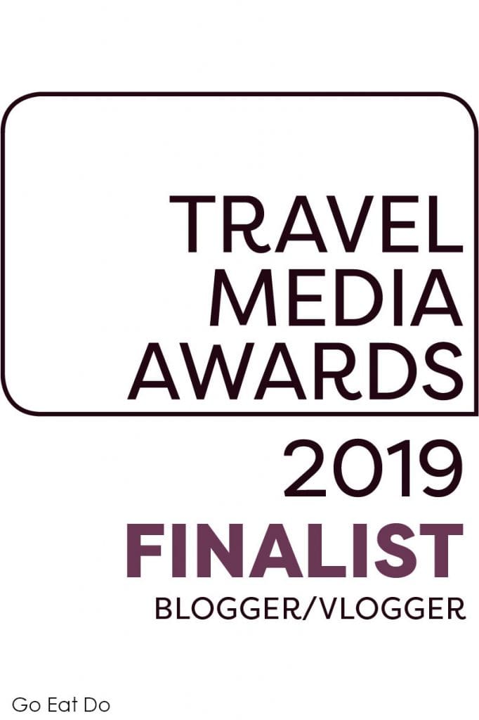 Badge presented for being a Finalist in the Travel Blogger/Vlogger of the Year category of the 2019 Travel Media Awards