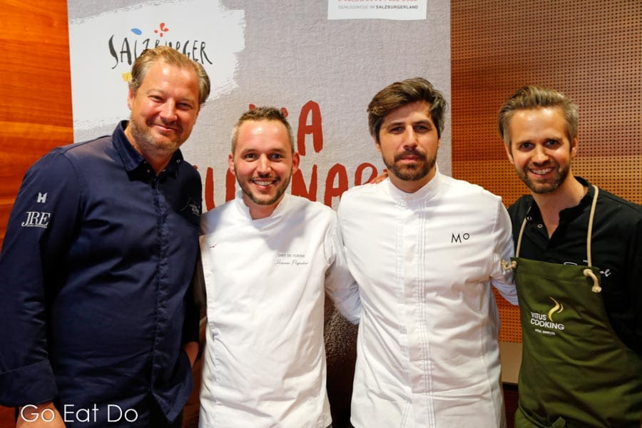 Chefs Andreas Doellerer, Hannes Pignater, Sven Wassmer and Vitus Winkeler at the Festival of Alpine Cuisine