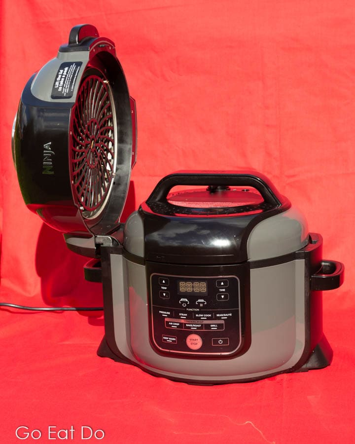 Ninja Foodi Multi-cooker with the pressure cooker lid. 