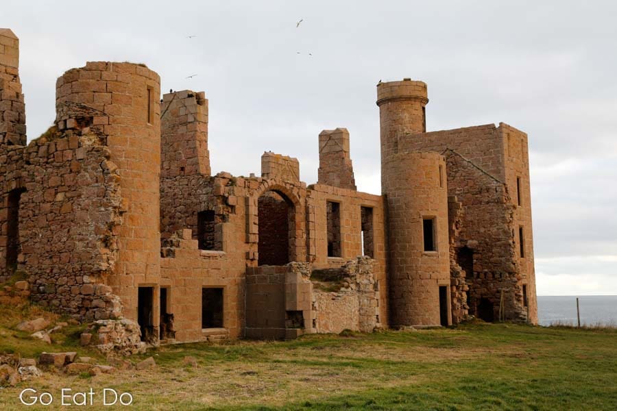 Ruins of Slains Castle on the coast of Aberdeenshire, Scotland.